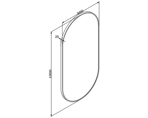 Badkamerspiegel Cordia OVAL LINE BACKLIGHT 50 x 100 zwart IP 44