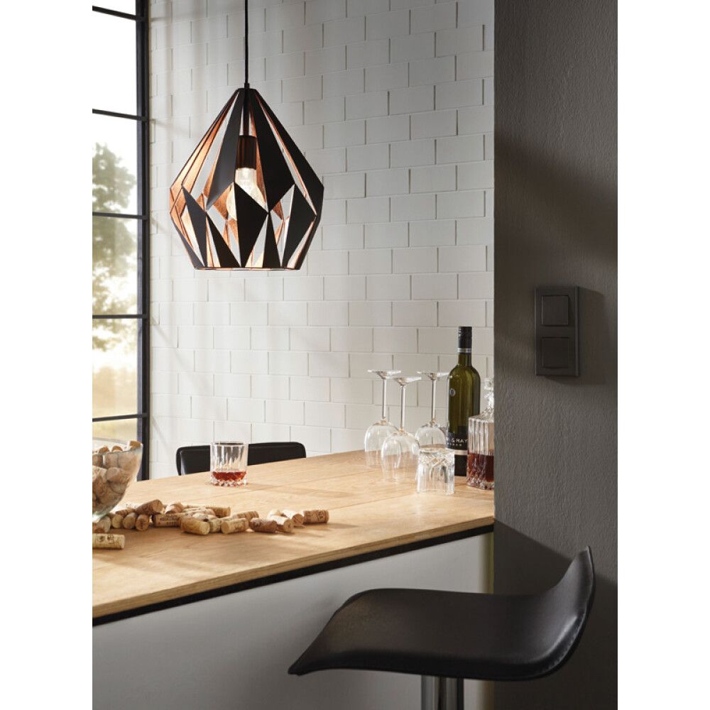 TAKLAMPE EGLO CARLTON SVART/KOBBER