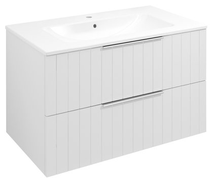 Sapho Cirasa Compact wastafel onderkast met ribbelfront 80x46x64cm wit mat