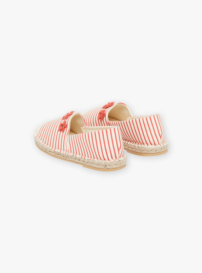 Espadrilles écrues et rouges à imprimé à rayures