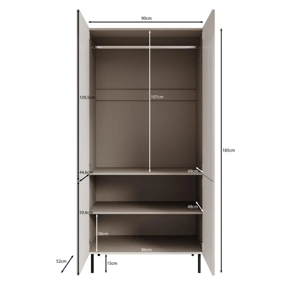 Meubella - Kledingkast Alex - Beige - 90 cm