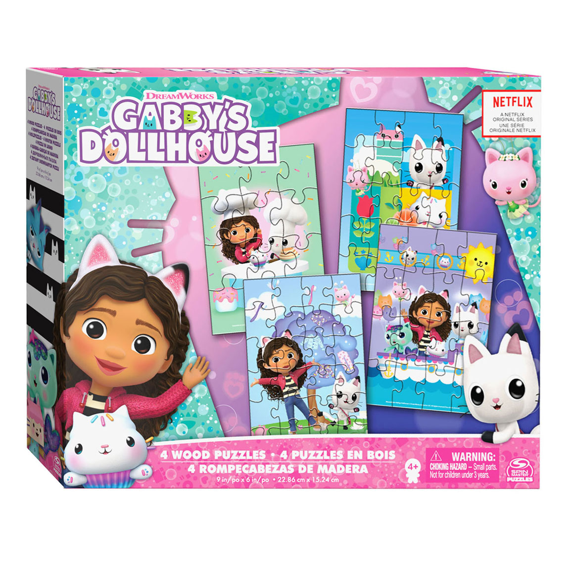 Gabby's Poppenhuis - 4-pack: Houten Puzzel