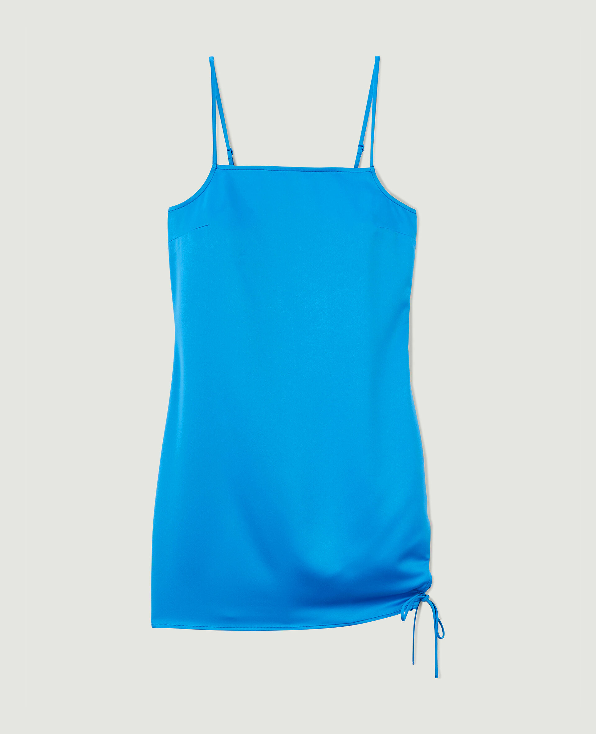 Robe courte satinée avec laçage - Bleu
