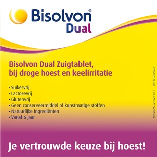 Bisolvon Dual Droge Hoest   Keelirritatie Zuigtabletten 18ST