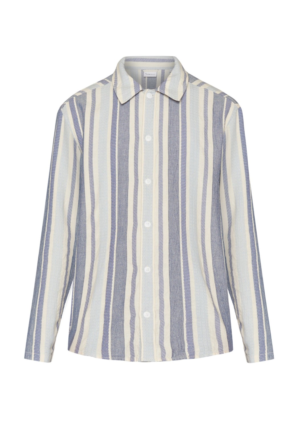 Knowledge Cotton Apparel Hemd Loose Jacquard Woven Striped Shirt Blue Stripe