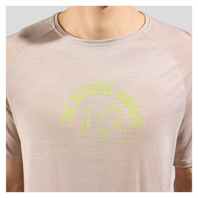 T-Shirt Odlo Ride 365 Performance Wool 130 Print Beige