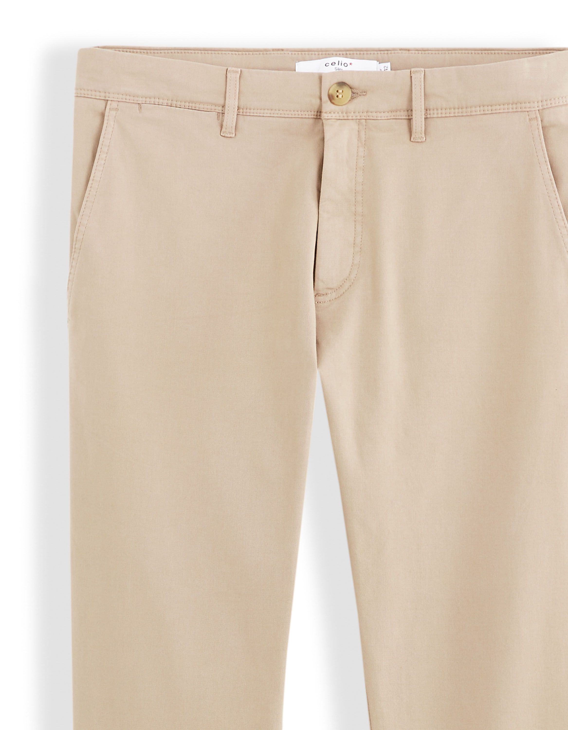 Pantalon chino slim en coton stretch longueur standard - beige