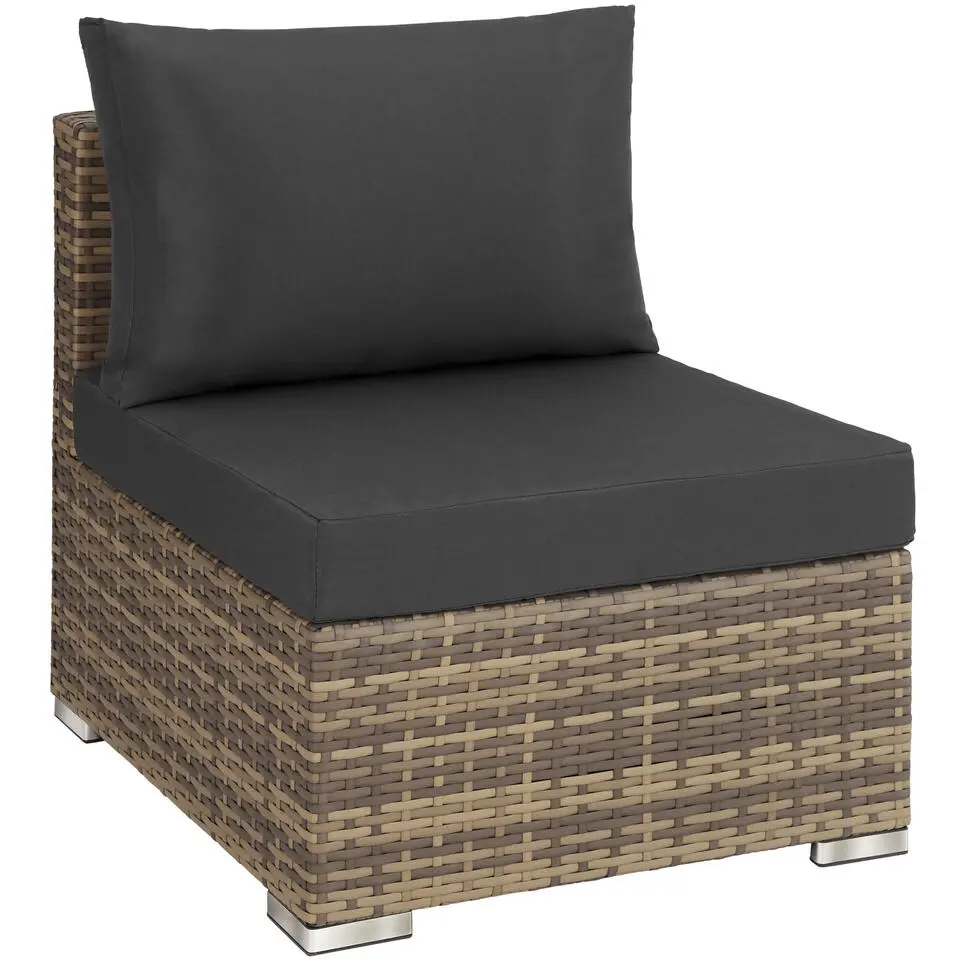tectake Wicker loungeset San Marino met aluminium frame, Natuur