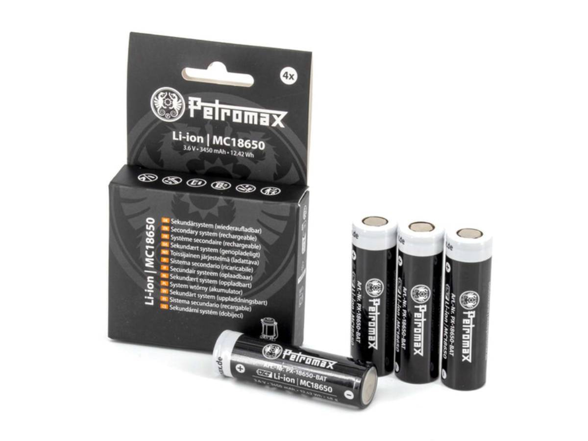 Petromax Li-ion 18650 oplaadbare batterijen - 4 stuks