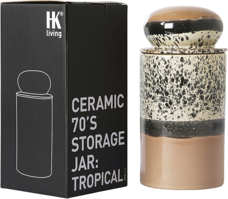 HK Living 70s ceramics storage jar tropical Black/blush