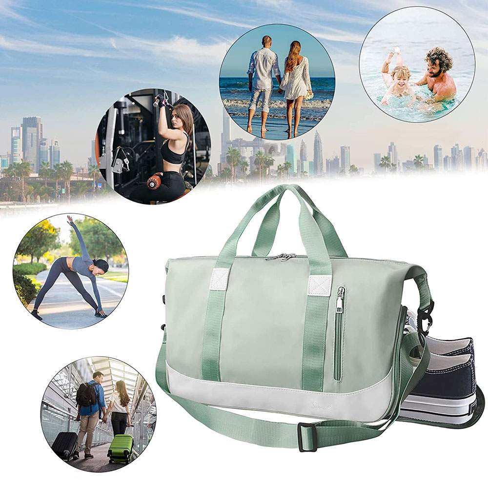 (42x20cm) Wasserabweisende Sporttasche Reise Tasche mit Schuh- / Nassfach - Mint