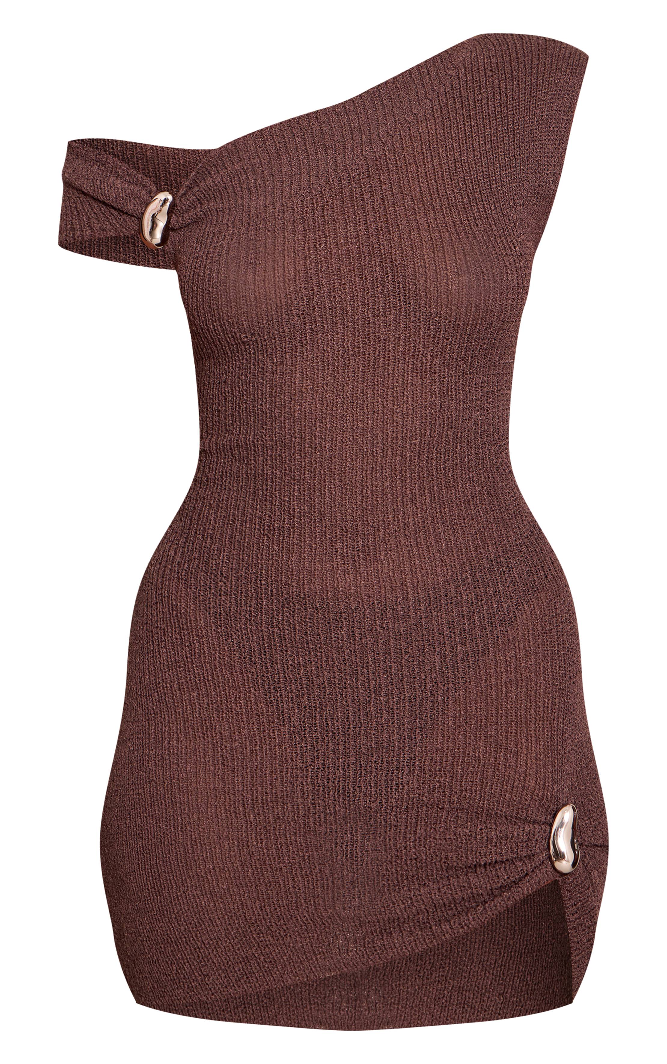Chocolat Robe Mini Asymétrique À Détails De Bordure