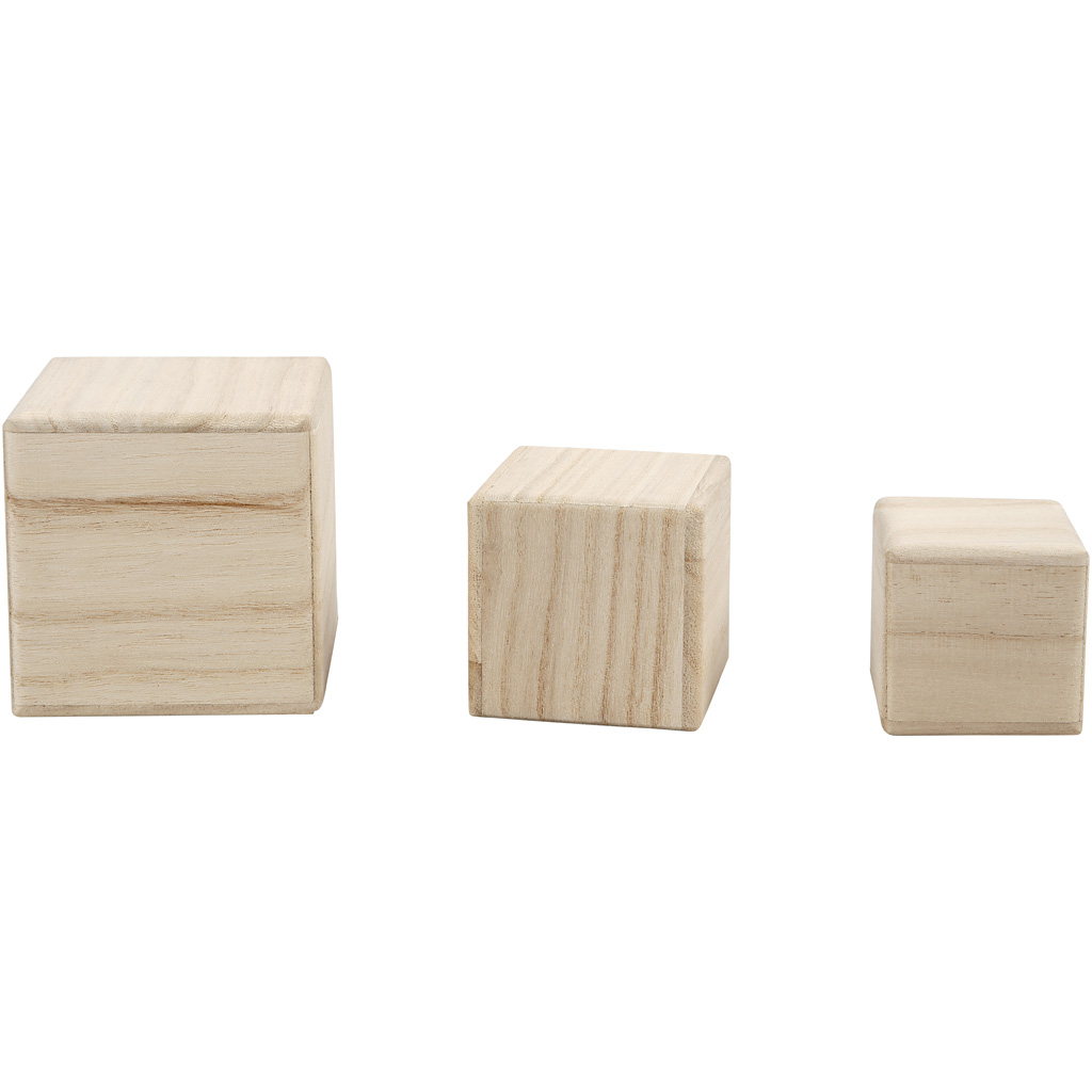 Houten Kubussen, Set van 3