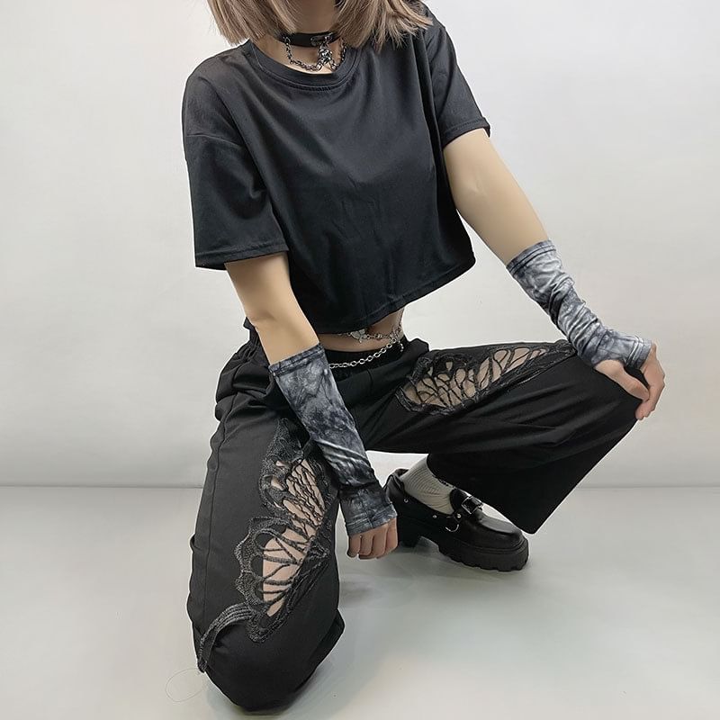 Sugarcoat - Kort T-shirt met vlinderuitsparing en korte mouwen