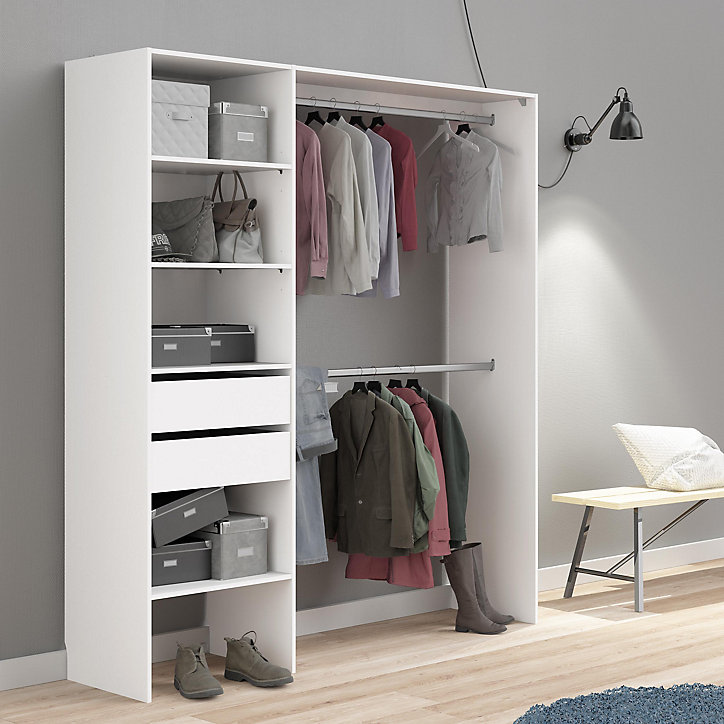 Kit dressing 1 colonne Zodiak coloris blanc L. 180 x P. 45 x H. 200 cm