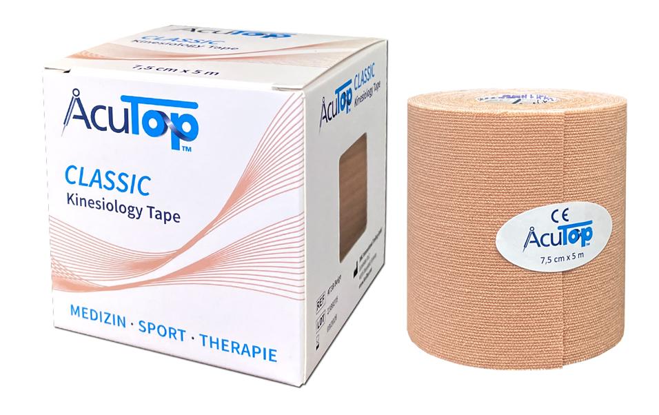 Classic Kinesiology Tape 7.5 cm x 5 m, BeigeKinesiotape aus Baumwolle ohne Latex