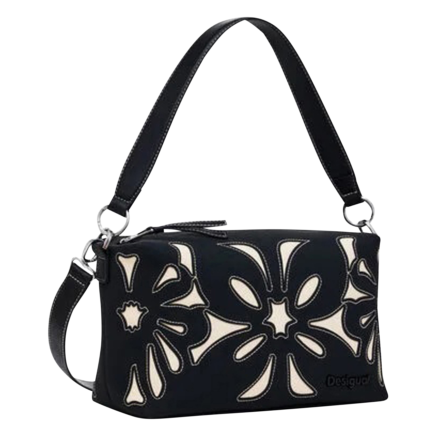 Sac porté épaule à imprimé floral | Noir