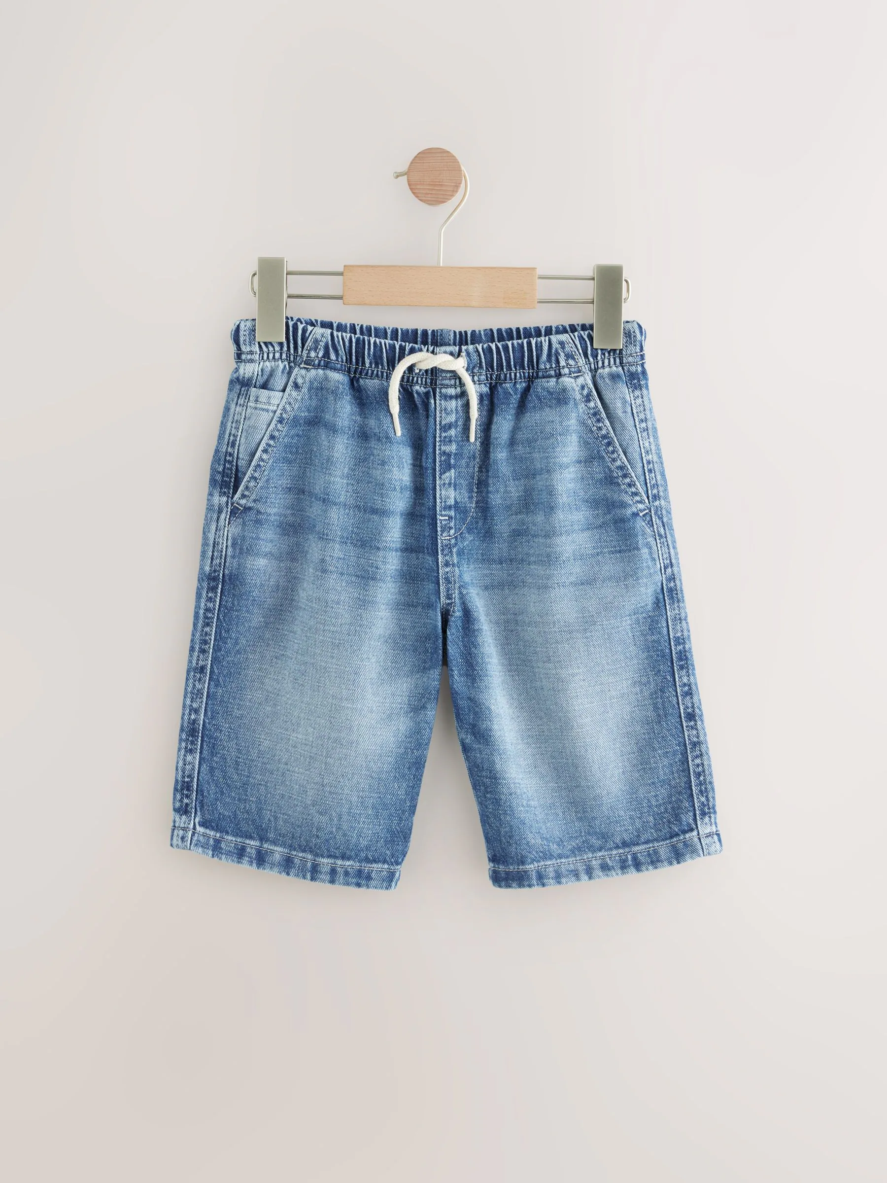 Bleek/middenblauw - Bermuda denim shorts met elastische taille verpakking van 2 (3 - 16 jr)