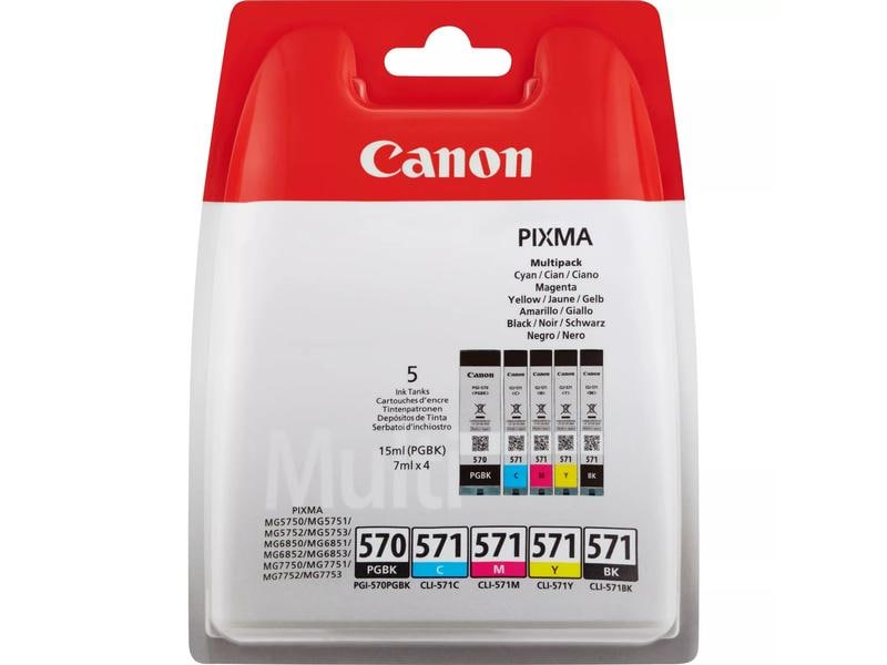 Canon Tinte PGI-570 / CLI-571 BK, PGBK, C, M, Y Druckerpatronen: Schwarz, Pigmentschwarz, Cyan, Magenta und Gelb
