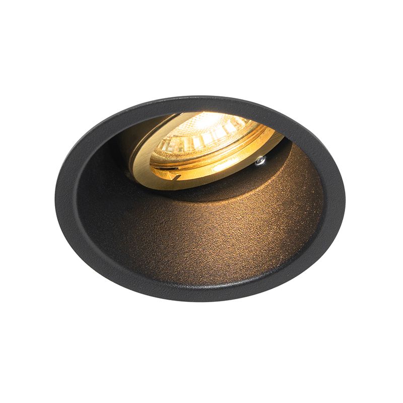 Set van 6 moderne inbouwspots zwart met goud draai- en kantelbaar - Alloy