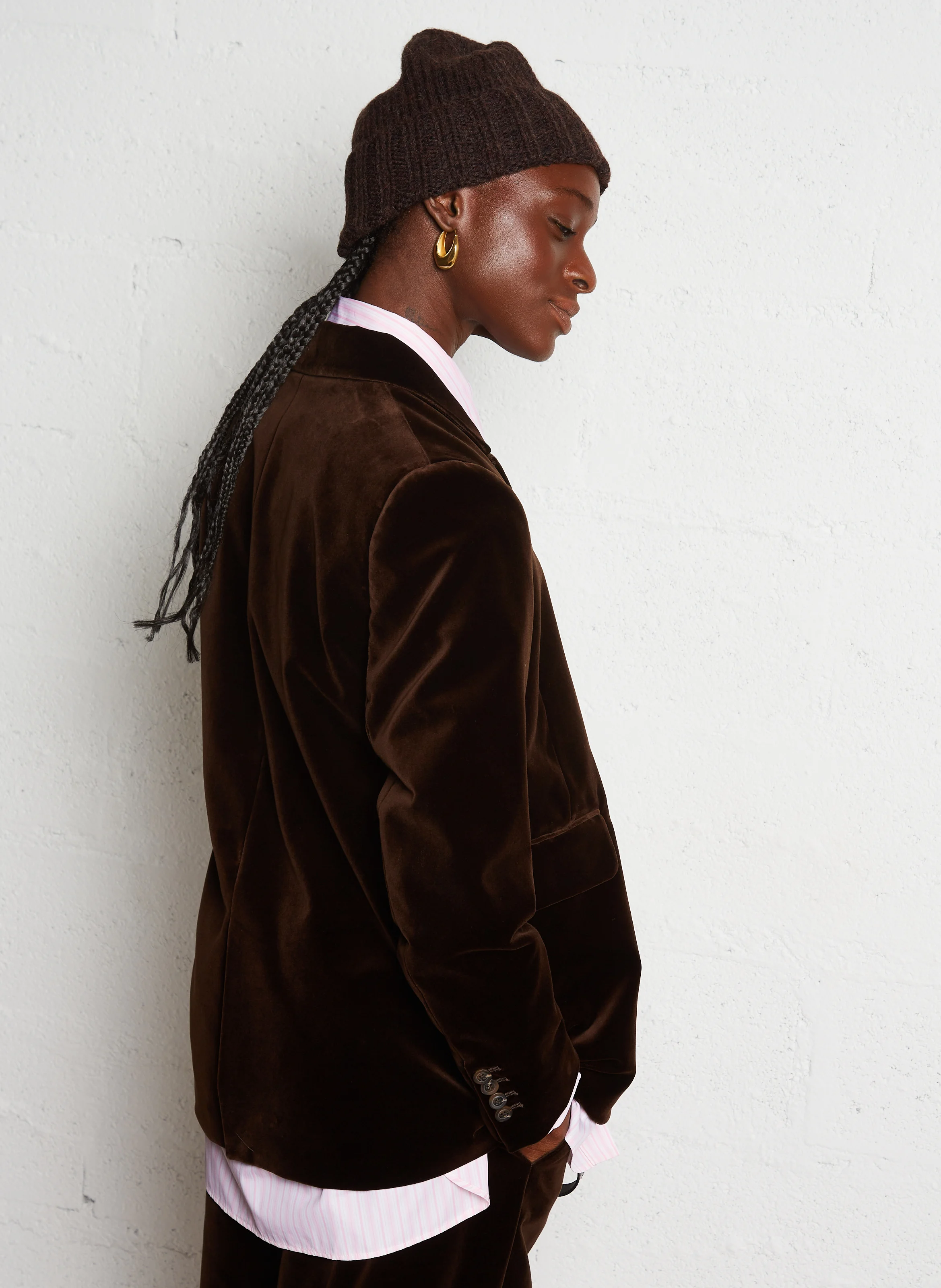 CASSIOPEE - Veste col tailleur en coton | Marron