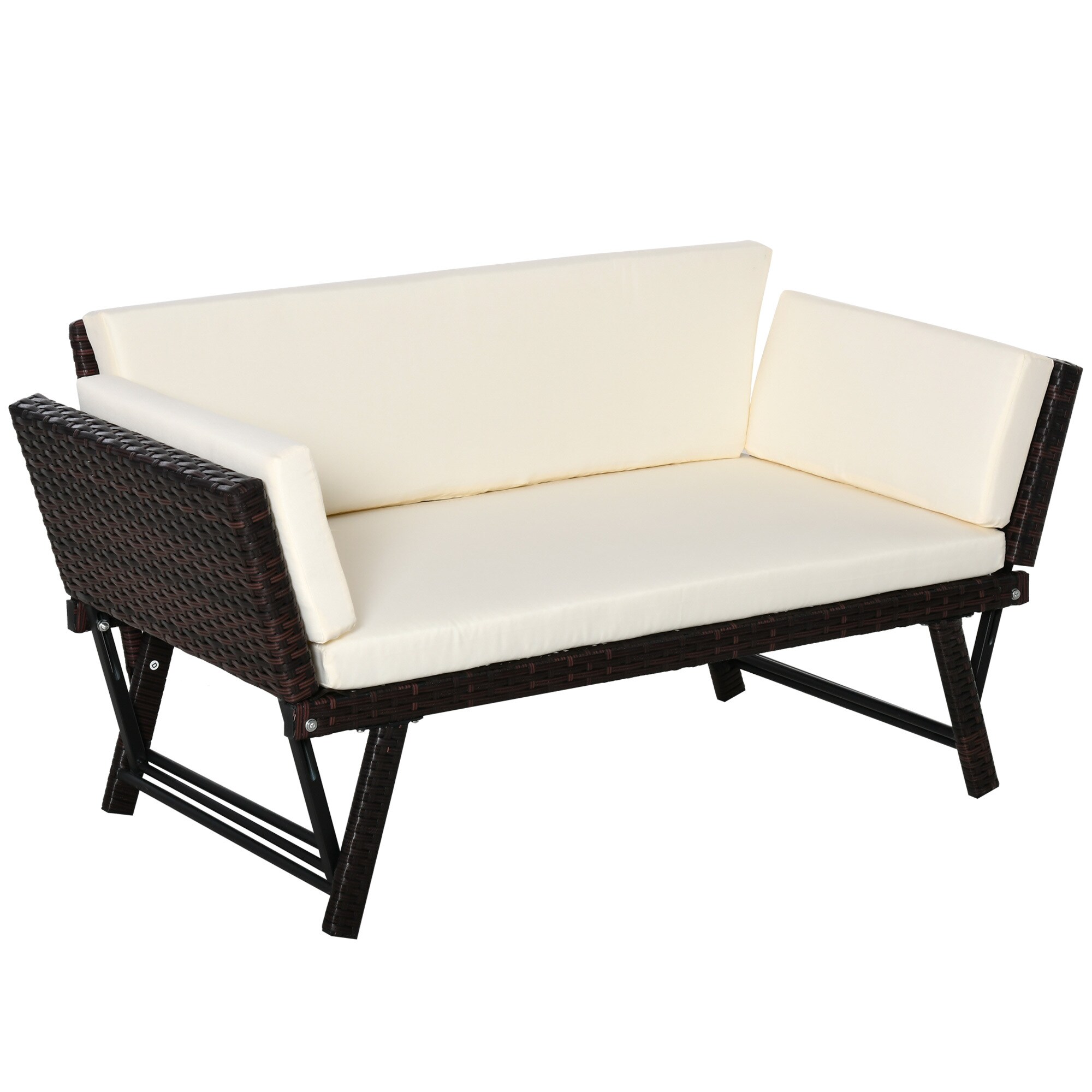 Outsunny Gartensofa mit klappbaren Armlehnen 129 x 66 x 67 cm (LxBxH)