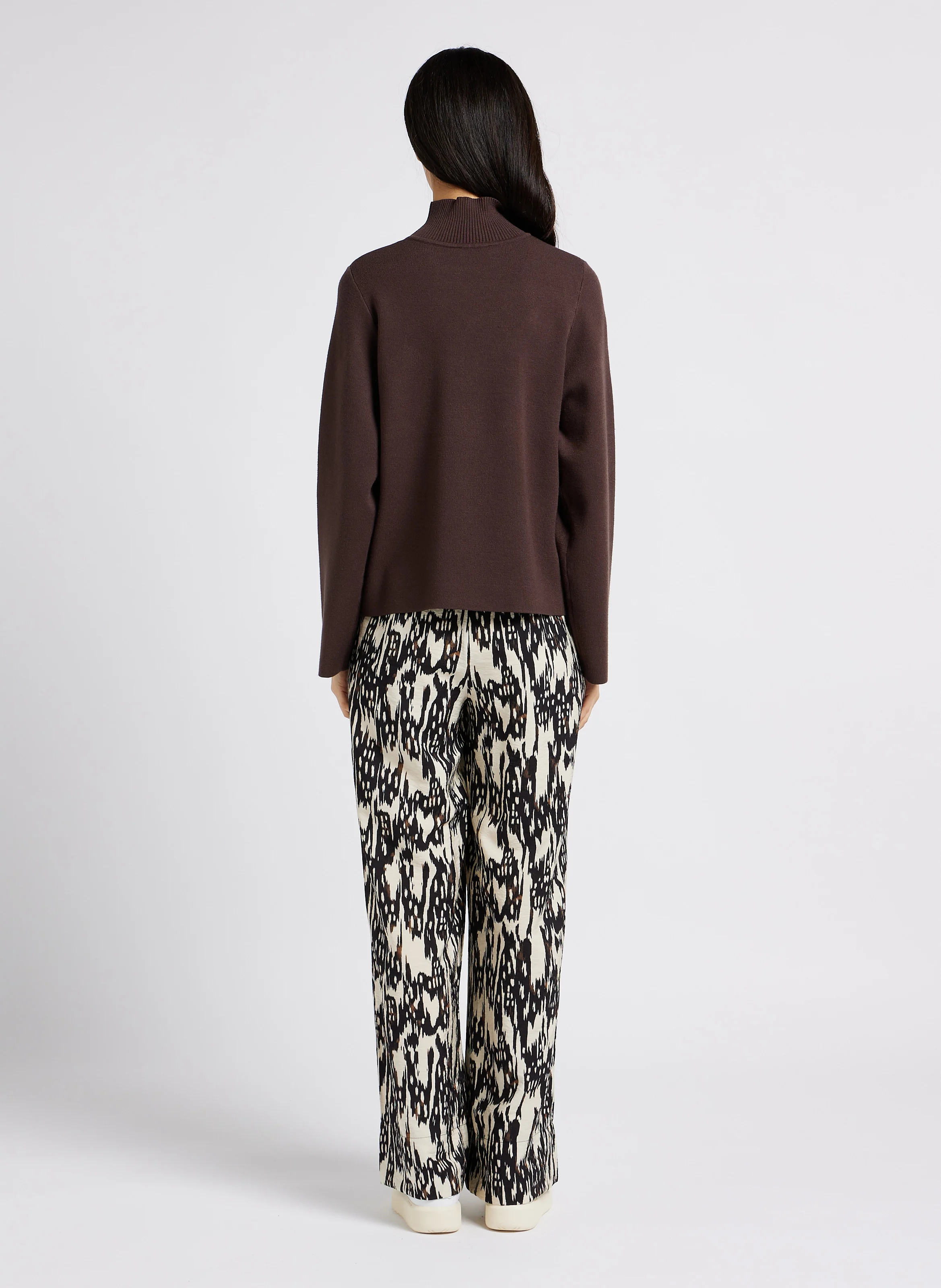 FANJA - Pantalon large imprimé| Beige