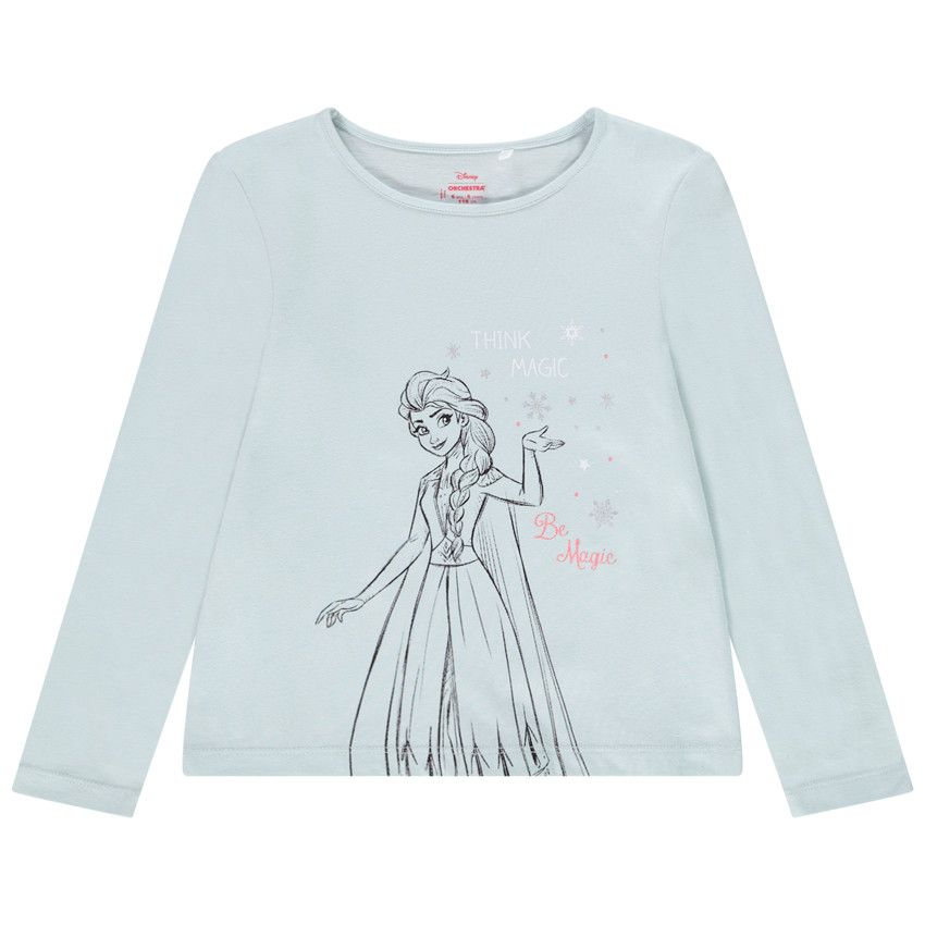 T-shirt manches longues print La Reine des Neige Disney pour fille - Bleu