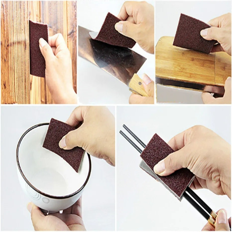 (9x100cm) Küchen Scheuer Schwamm Rost Reinigungs Schrubber Zuschneidbarer Schmirgelschwamm Fleckenentferner Pad für Töpfe / Waschbecken / Geschirr