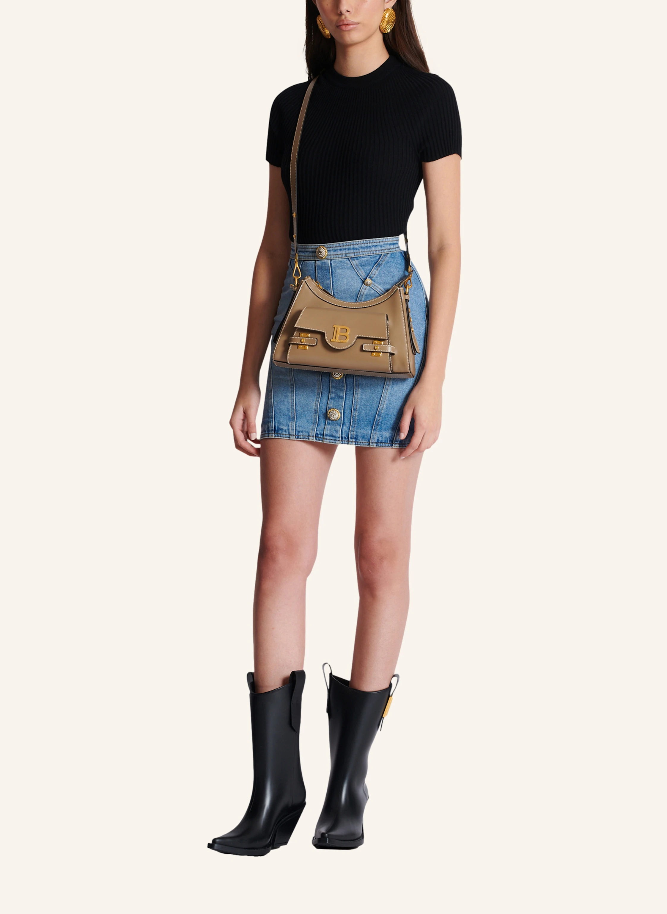 BALMAIN Tasche B-Buzz Hobo aus Kalbsleder