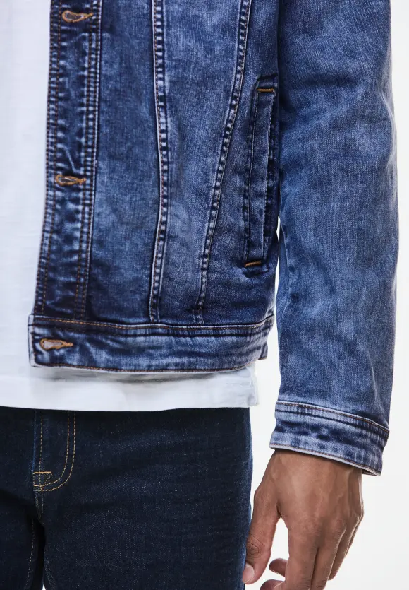 Mittelblaue Jeansjacke - indigo blue random wash