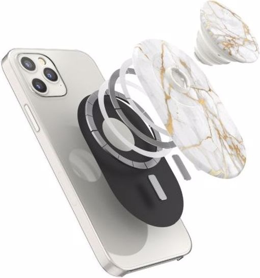 PopGrip MagSafe Finger Griff Halterung (Austauschbarer Top) für Apple iPhone (805662) - Gold Lutz Marble