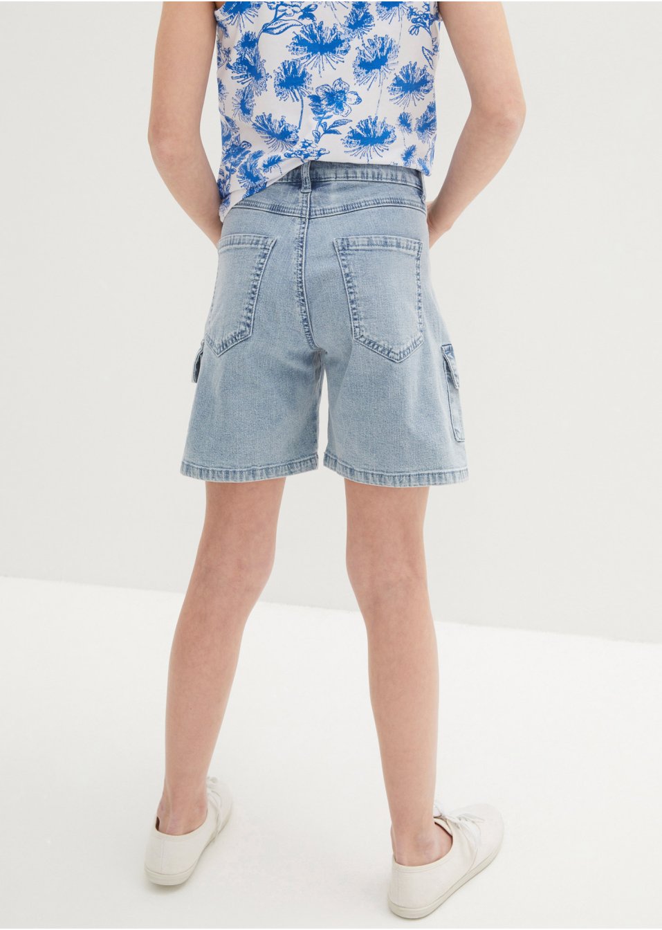 Bermuda cargo en jean fille