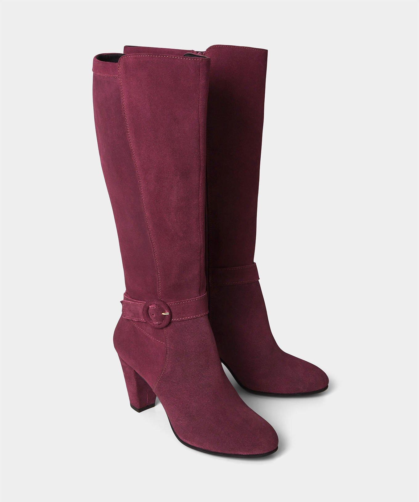 Stiefel mit Absatz, aus Veloursleder