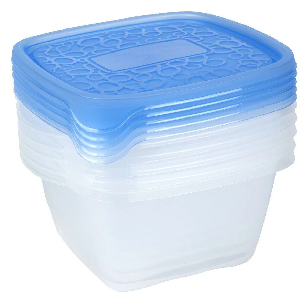 Boîte alimentaire Take away 1.1 L transparente et bleue x5