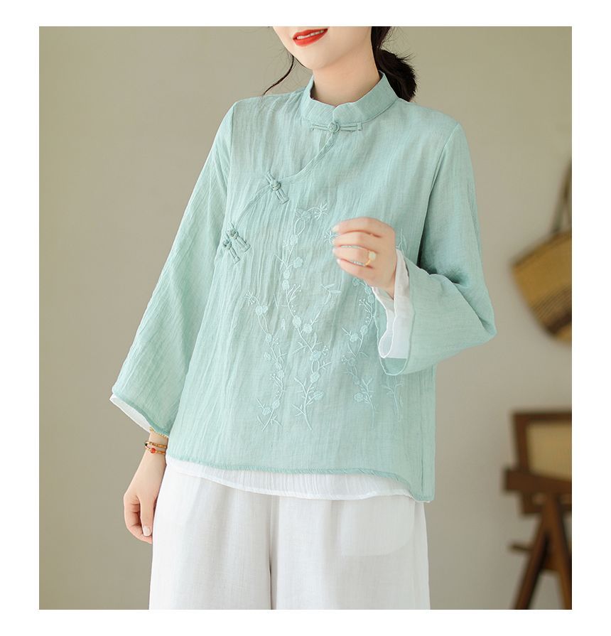 ZIMO - Hanfu blouse met bloemenborduursel
