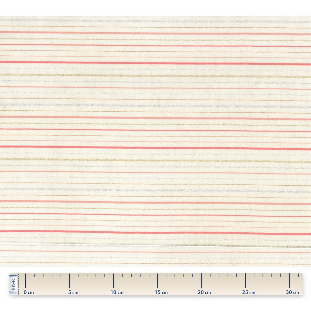 Tissu Coton Au Mètre Rayé Rose Argent