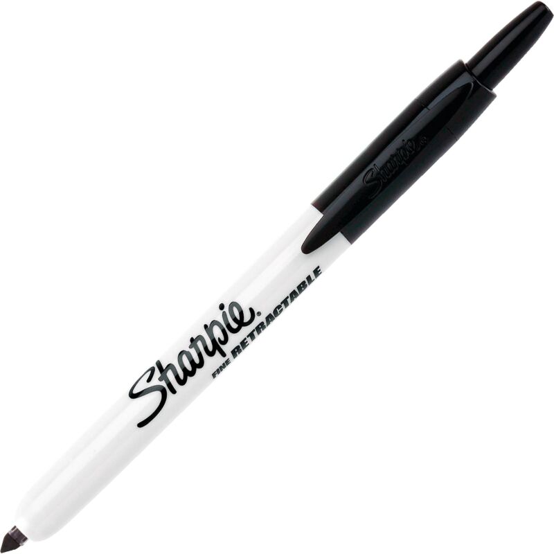 Marqueur permanent Sharpie rétractable pointe conique 4 mm noir