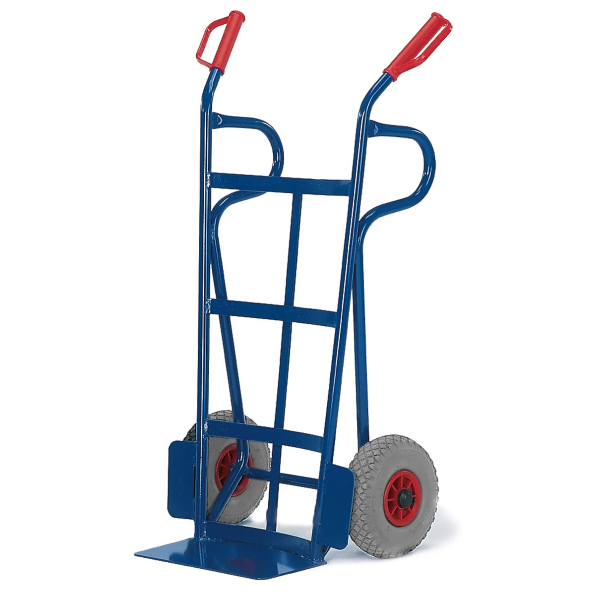 Rolwagen steekwagen -966- met achterovergebogen plat ijzer op schep 1250mm hoog massief rubber
