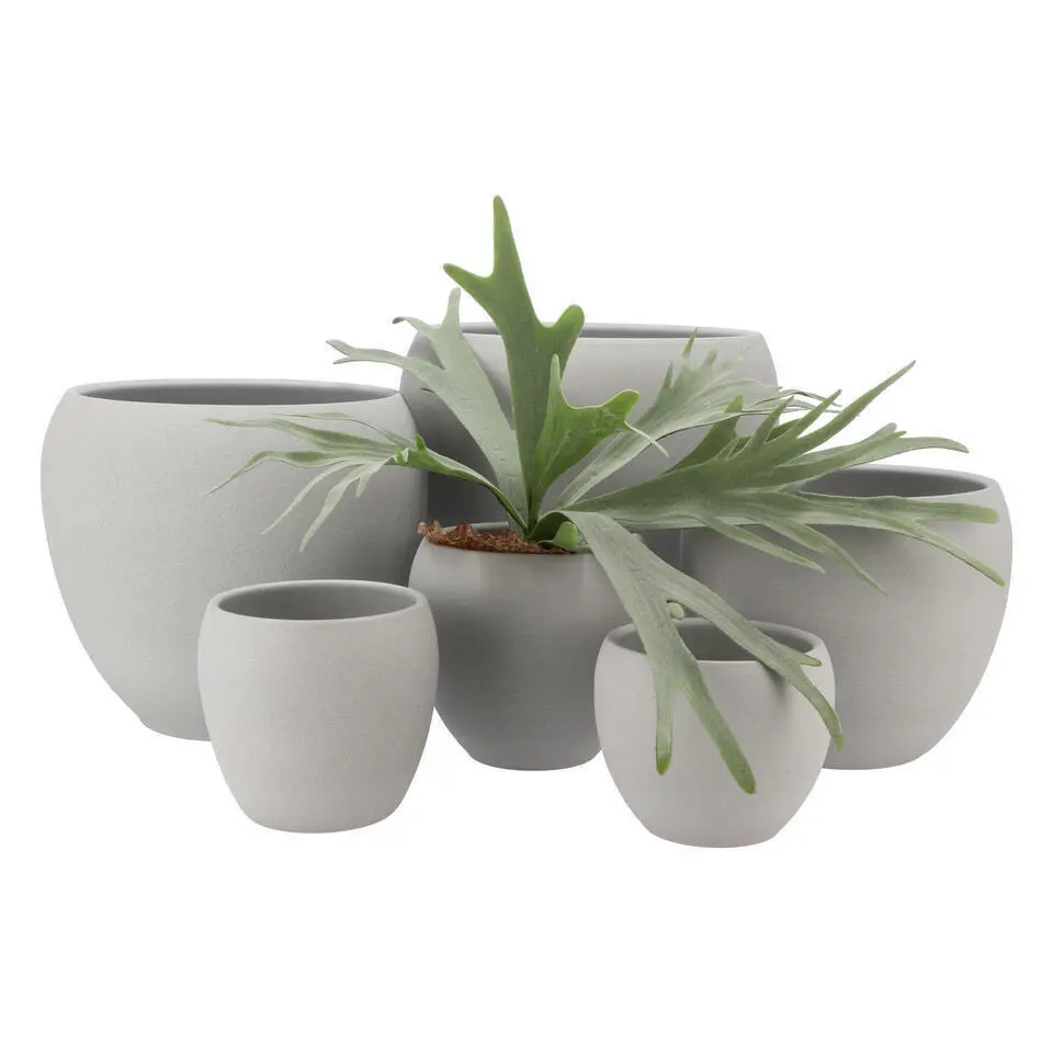 DK Design Plantenpot Vinci - lichtgrijs mat - D19 x H22 cm