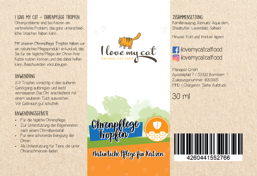 Set de soins pour les oreilles des chats souffrant d'allergies alimentaires