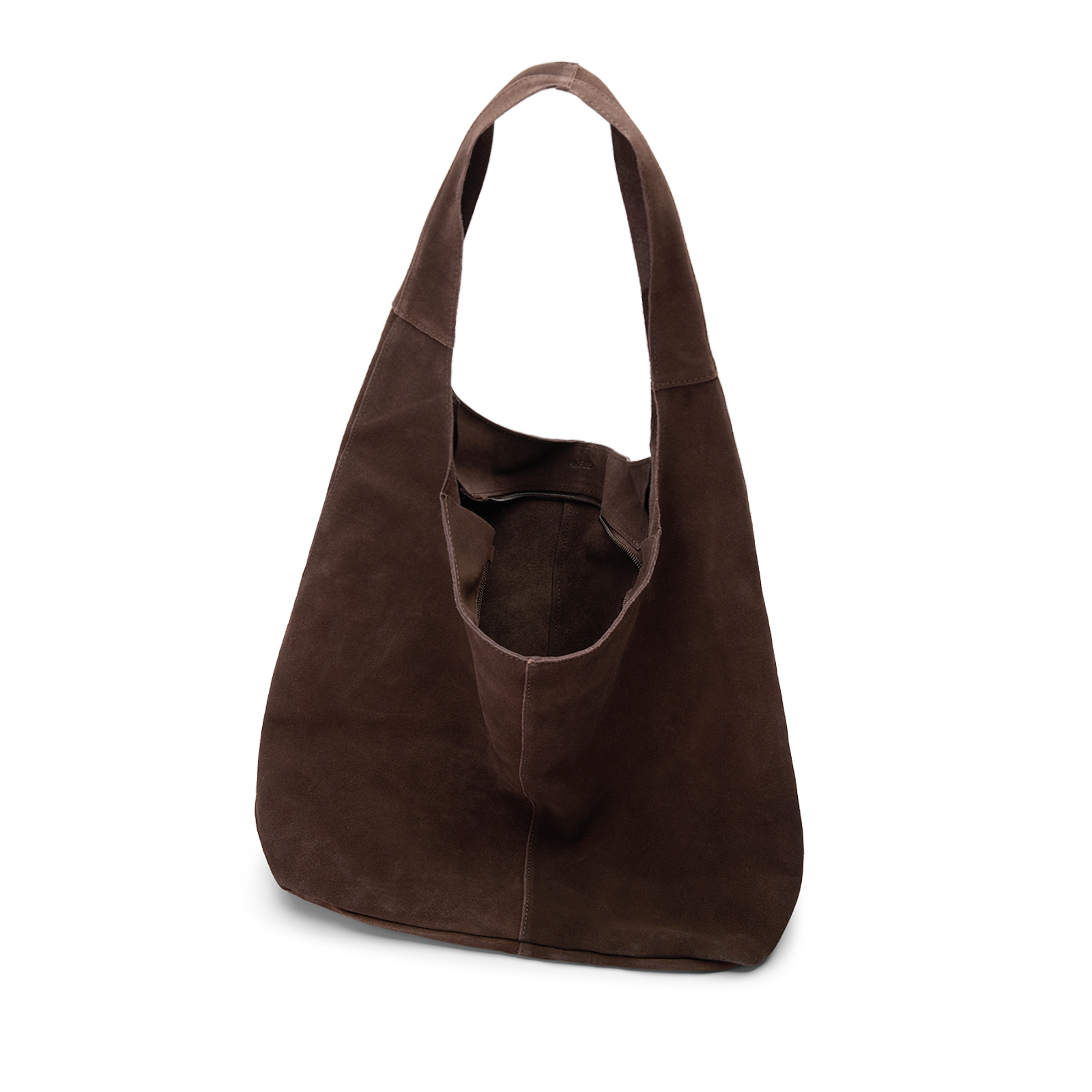 Donkerbruine suède shopper