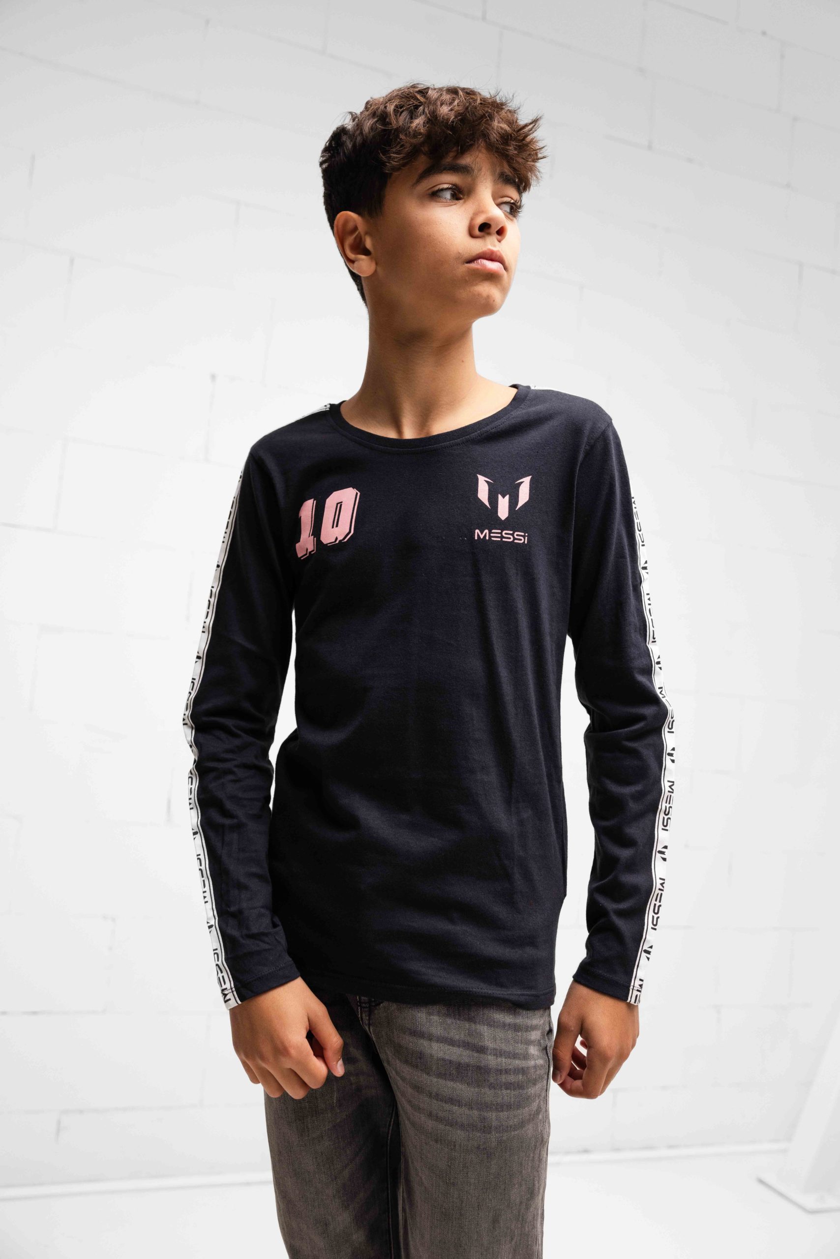 Vingino x Messi Nerol T-Shirt Lange Mouw Kids Zwart/Roze