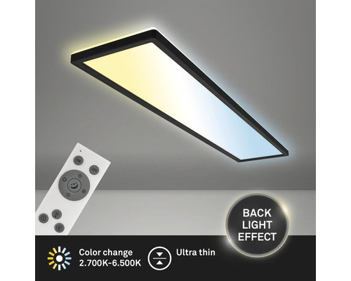 Dimbaar LED-paneel, 36W, 4800 lm, CCT verstelbaar, wit, 20x98 cm, slank, zwart + afstandsbediening + achtergrondverlichting + nachtlampfunctie