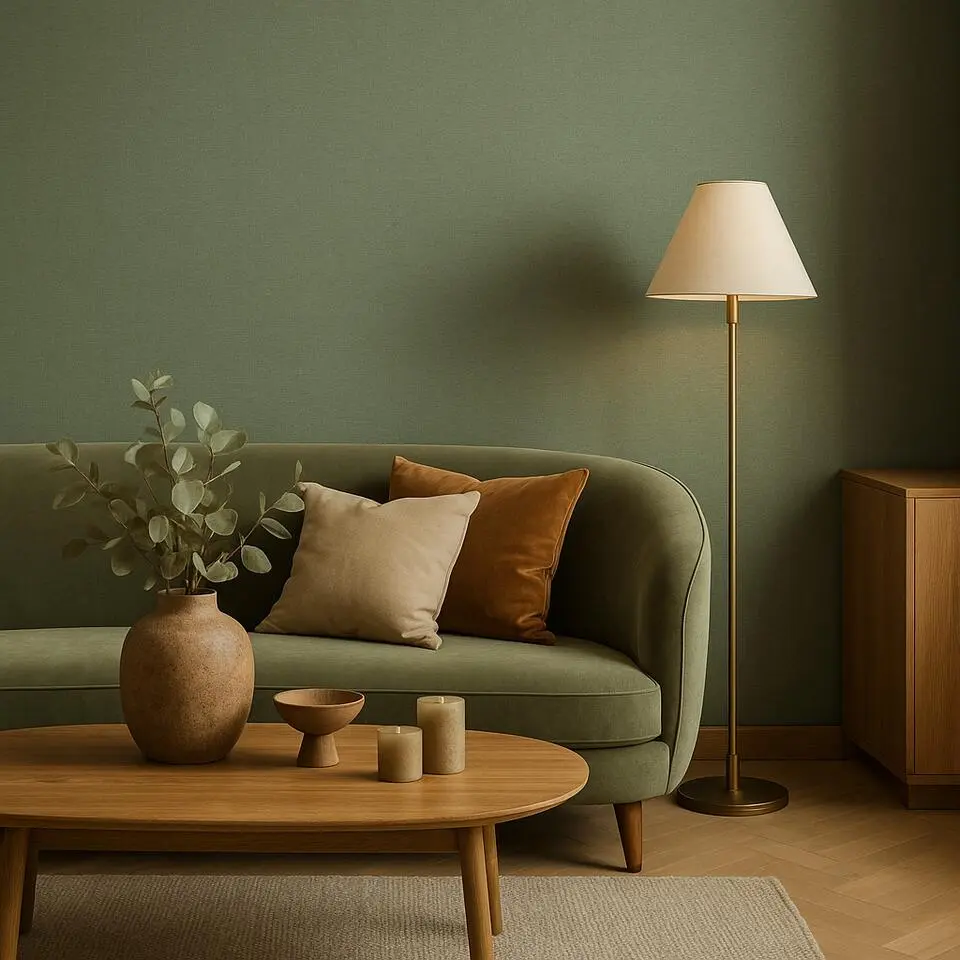 Dutch Wallcoverings Vliesbehang Linen & Textures uni - groen - 10,05m x 53cm