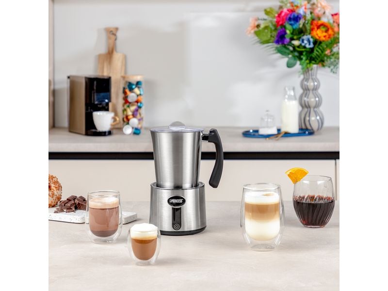 Princess Milchschäumer 500 ml, Silber Elektrischer Milchaufschäumer