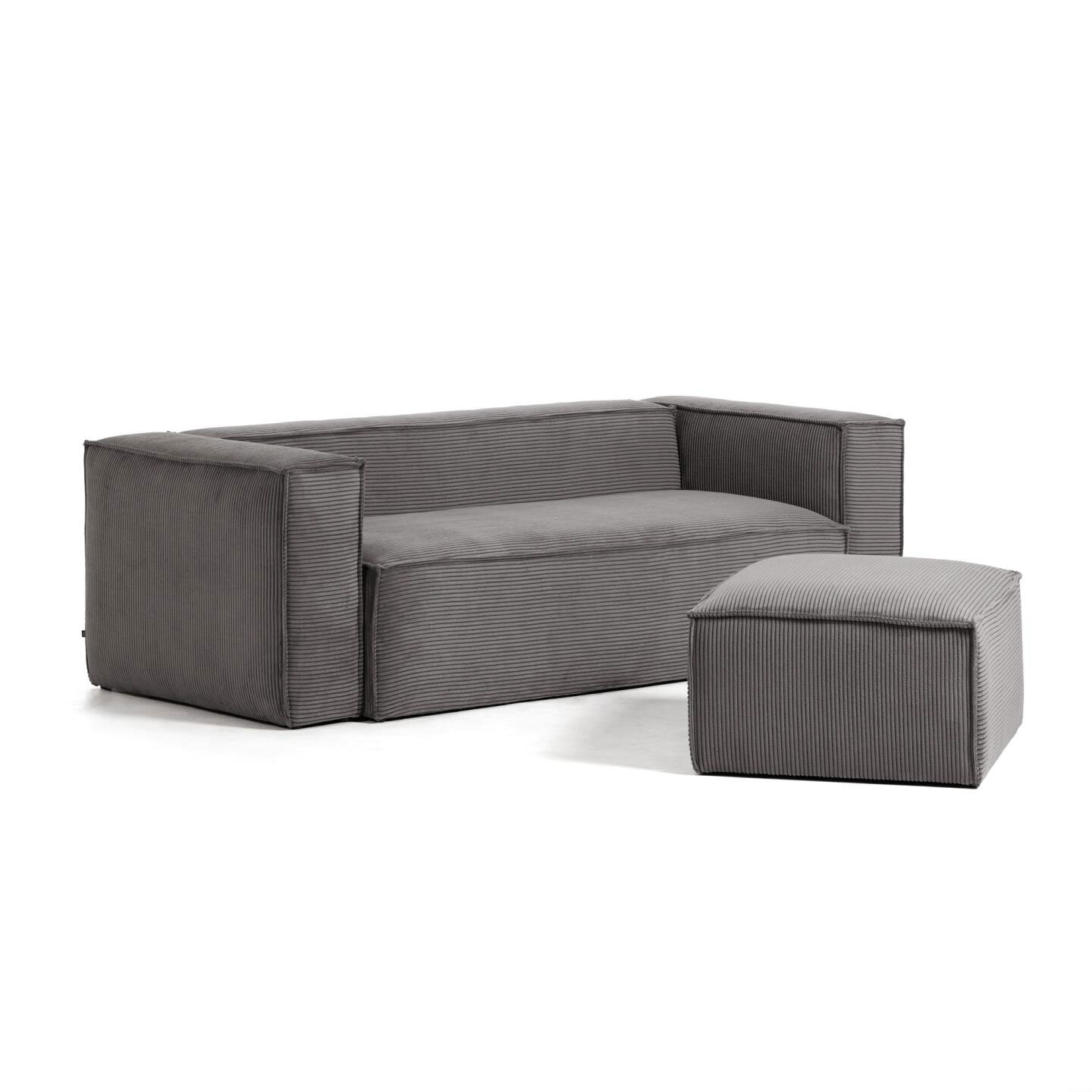 Kave Home Sofa 2-Sitzer BLOK Cord grau