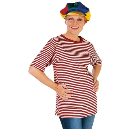 Mottoland Kostüm Ringelpulli kurzer Arm rot, Größe M