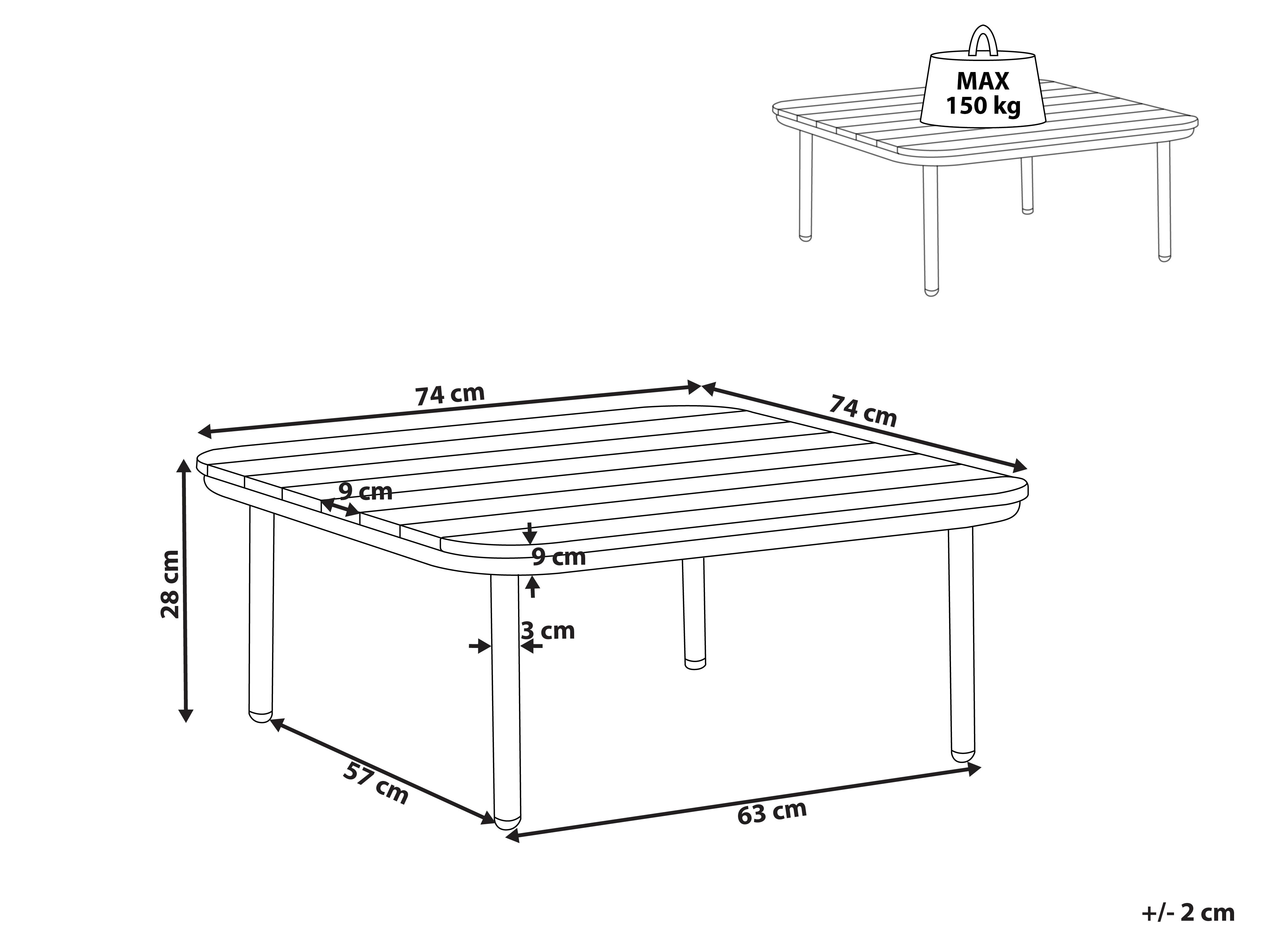 Tuin salontafel SENISE 74 cm 74 cm Metaal Bruin