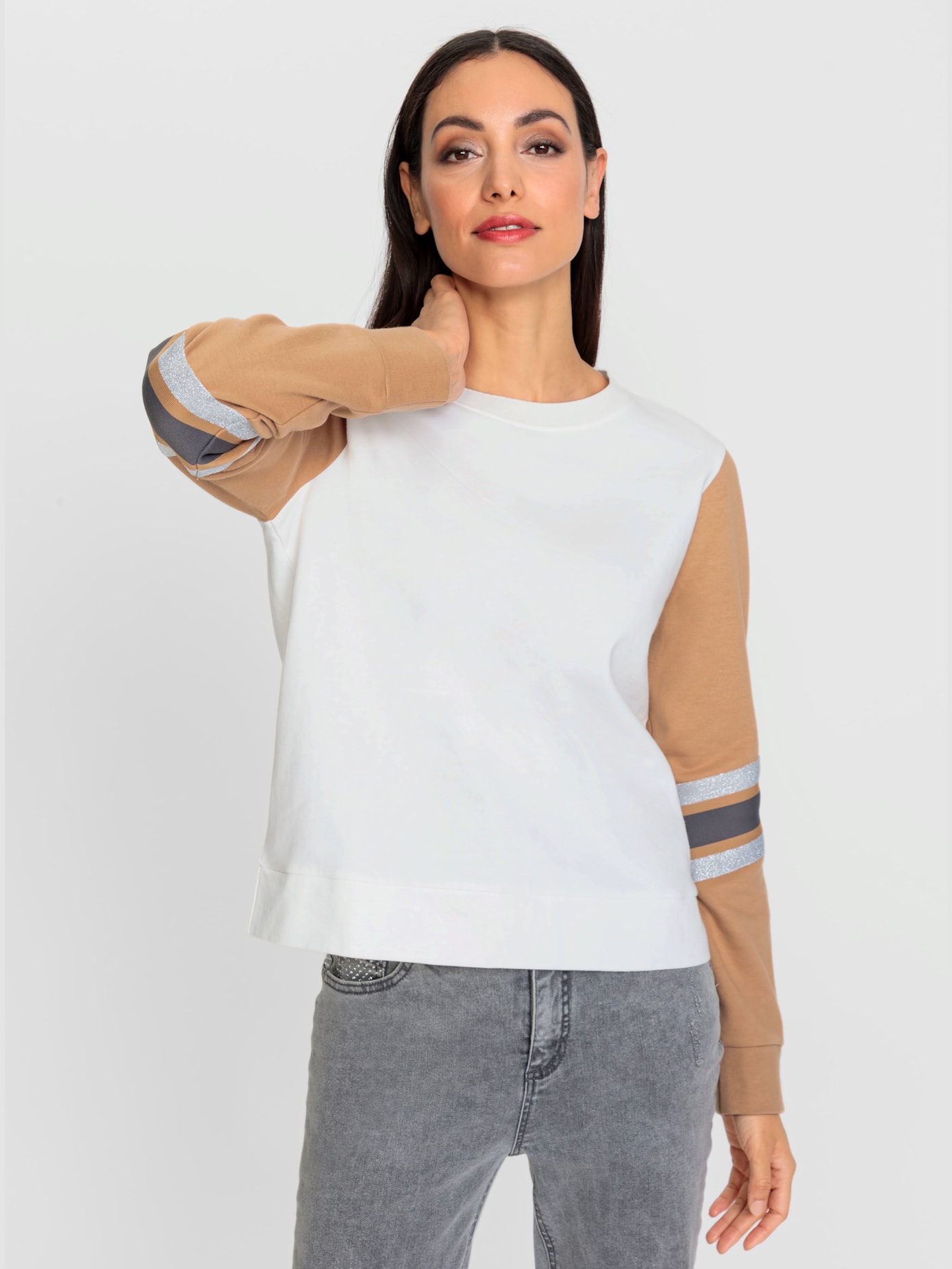 Sweat-shirt rayures contrastées aux manches